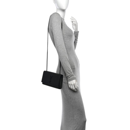 Saint Laurent Grain De Poudre Small Monogram Monochrome Kate Satchel Black 2 of 9