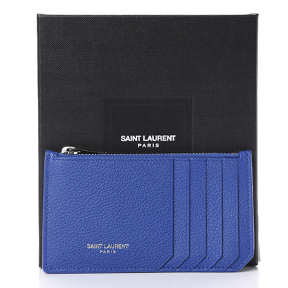 Saint Laurent Grained Calfskin 5 Fragments Zip Pouch Card Holder Deep Marjorelle 8 of 8