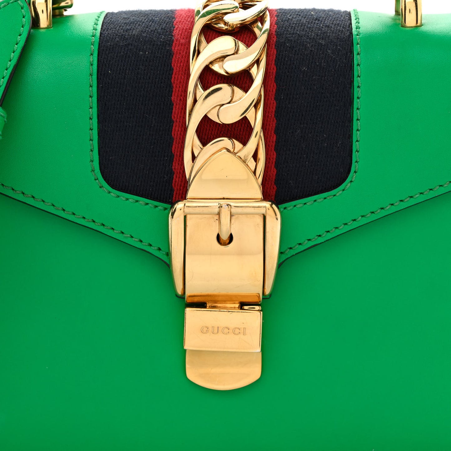 Vitello Fontanella Web Mini Sylvie Top Handle Bag Synthetic Green Garden