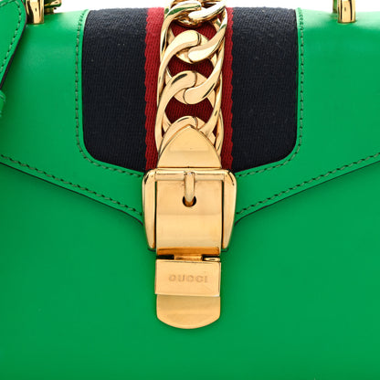 Gucci Vitello Fontanella Web Mini Sylvie Top Handle Bag Synthetic Green Garden 9 of 13
