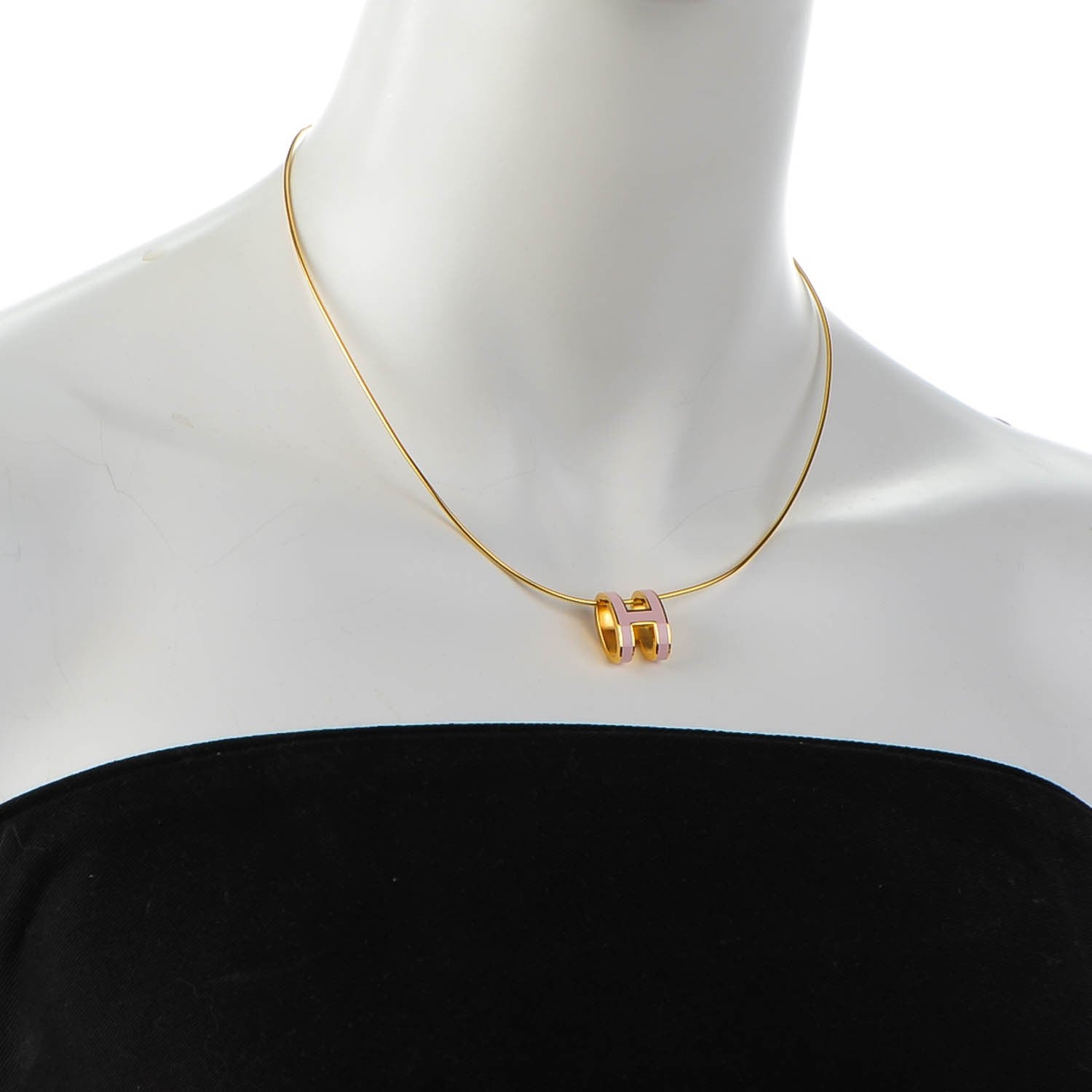 Hermes Lacquered Rose Gold Pop H Pendant Necklace Rose Dragee 2 of 5