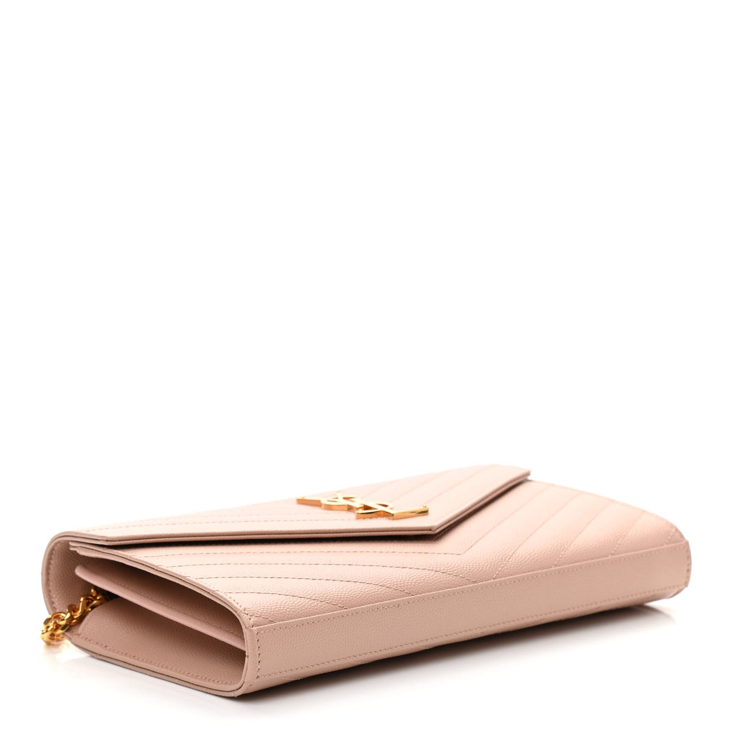 Grain De Poudre Matelasse Chevron Monogram Chain Wallet Pale Pink