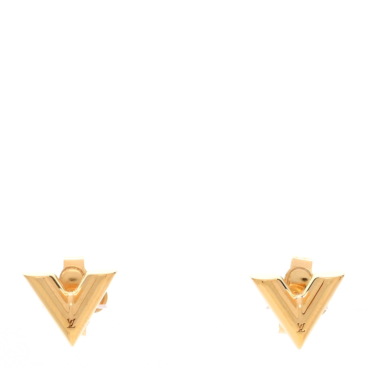 Louis Vuitton Brass Essential V Stud Earrings Gold 1 of 5