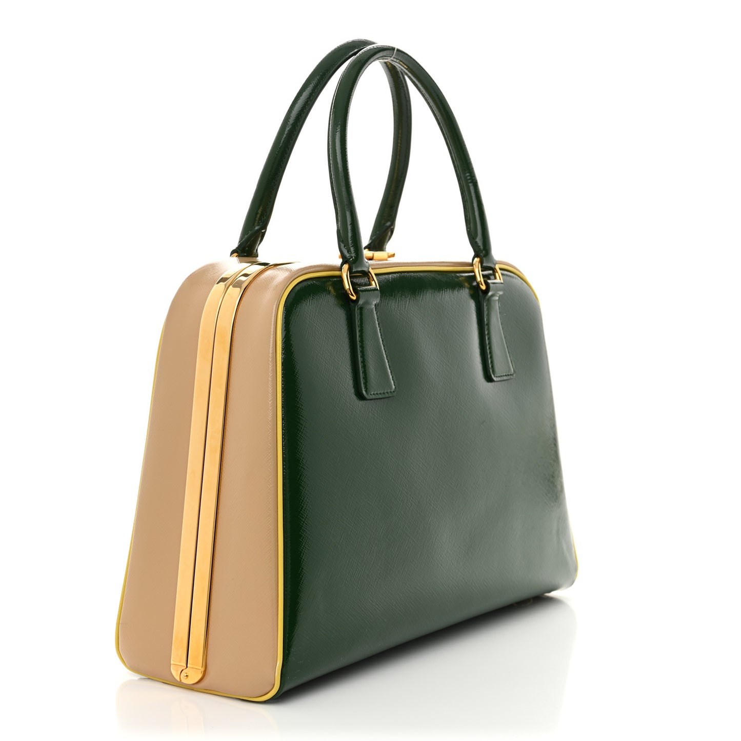 Saffiano Vernice Pyramid Bag Larice Sabbia