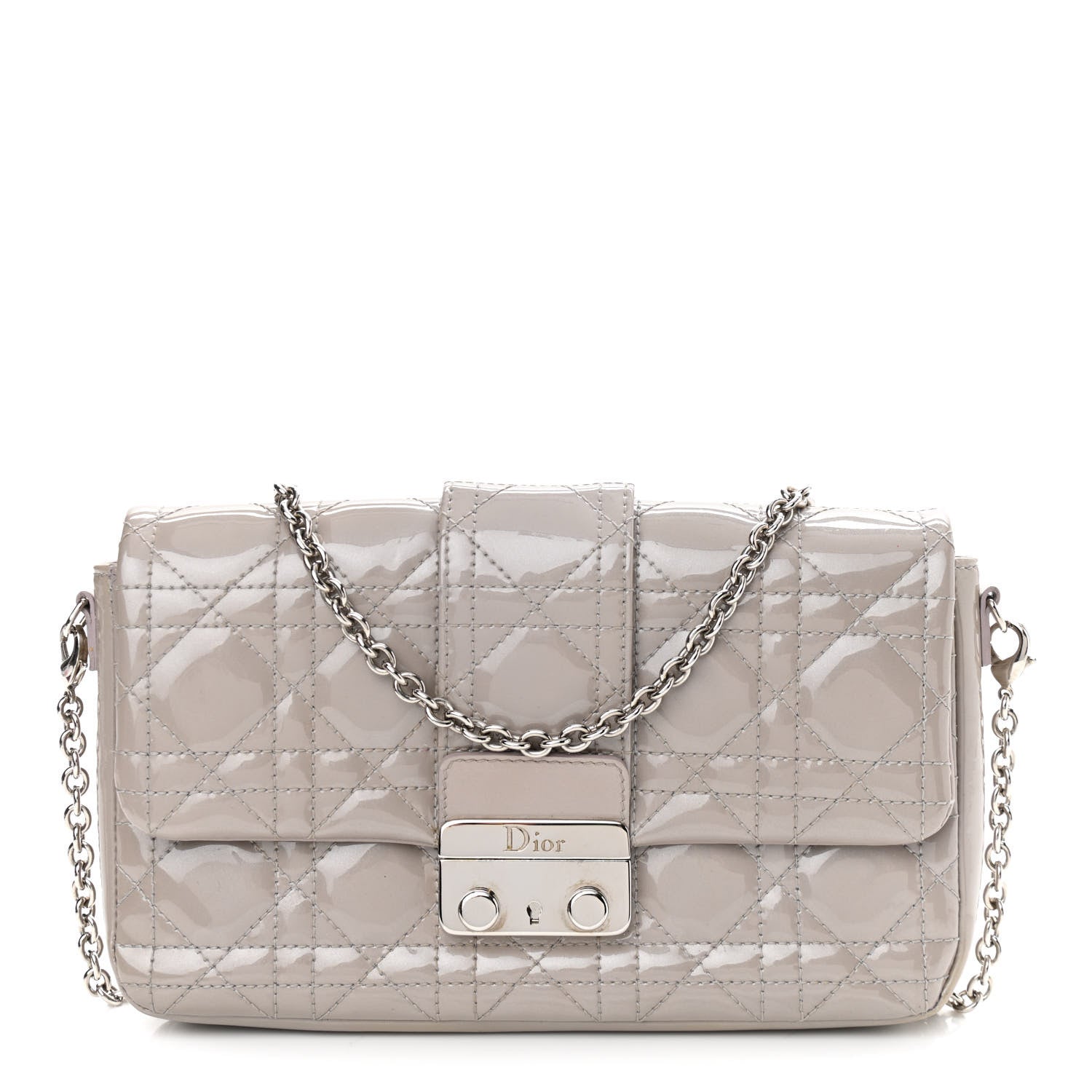 Christian Dior Patent Cannage New Lock Pouch Grey 1 of 11