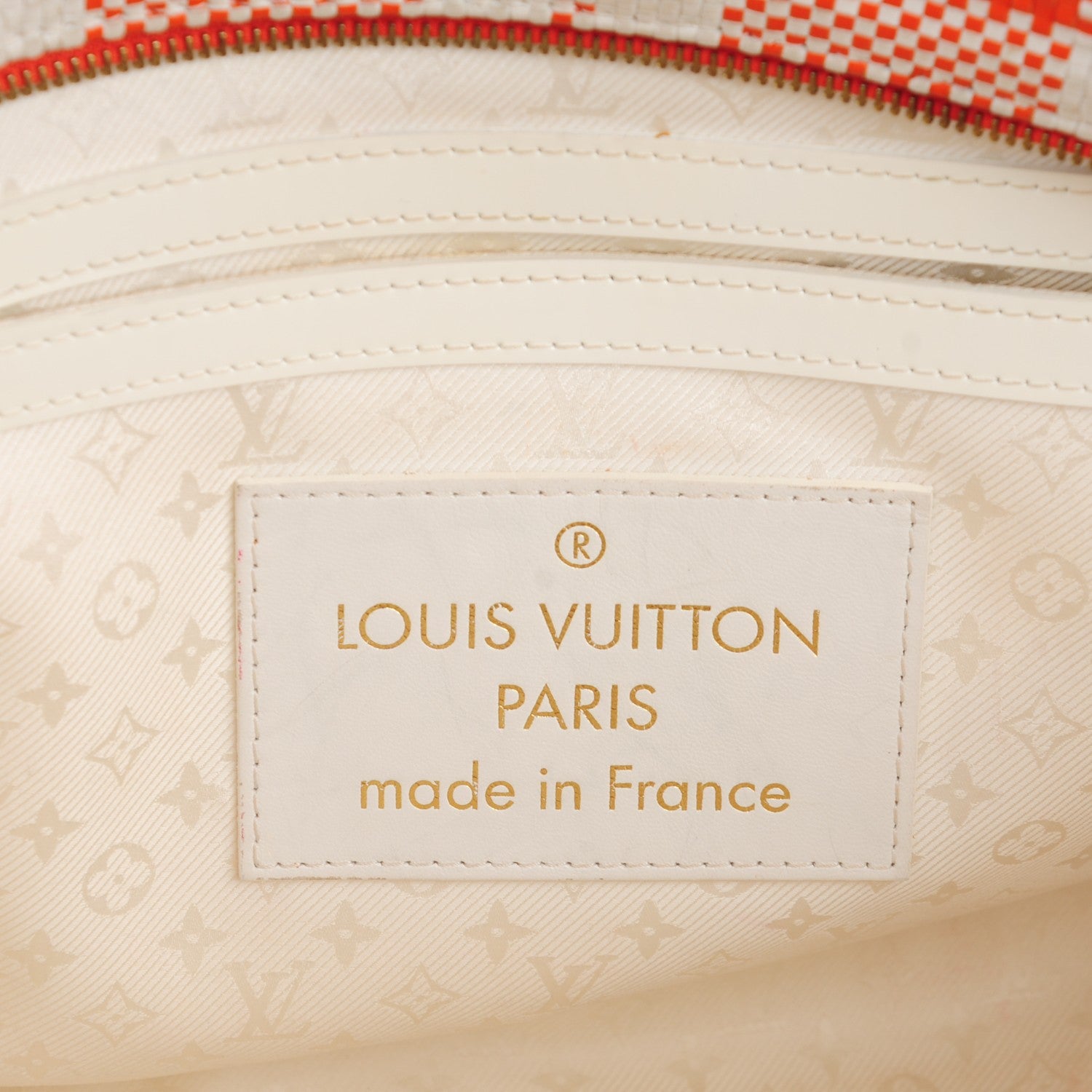 Louis Vuitton Woven Leather Plaid Laundry Tote Orange 6 of 7