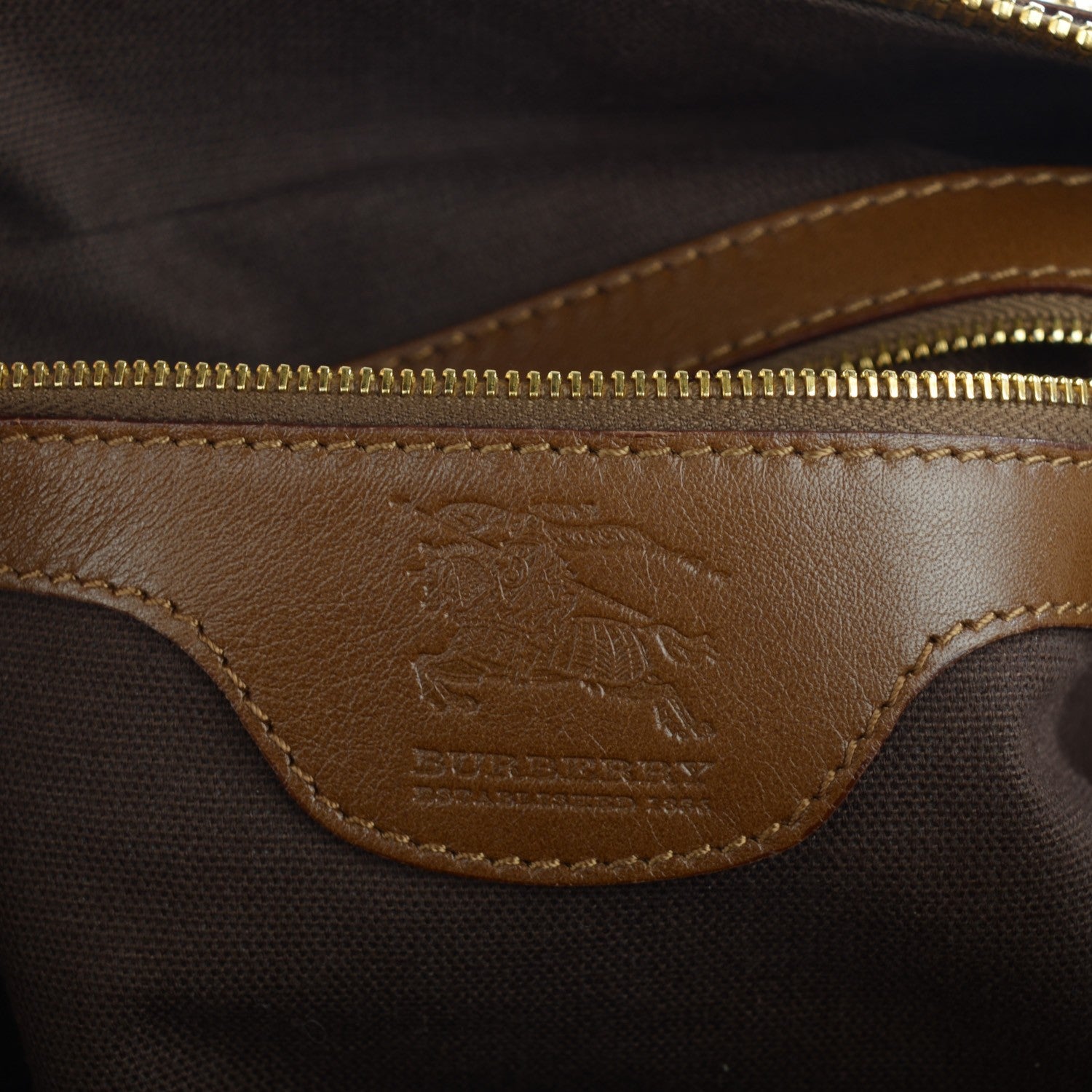 Burberry House Check Studded Knight Satchel Brown 6 of 9