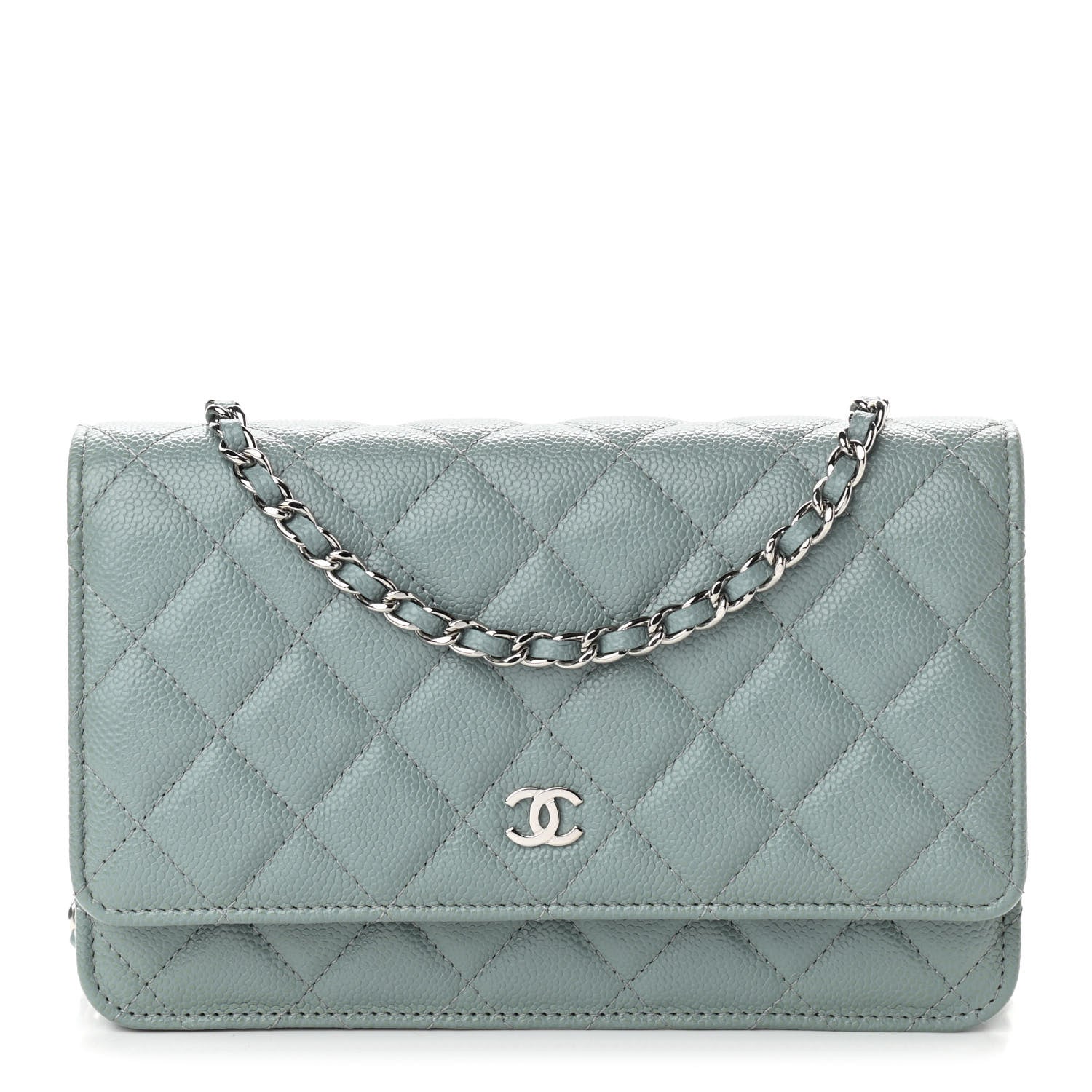 Chanel Caviar Quilted Wallet On Chain WOC Light Blue 1 of 11