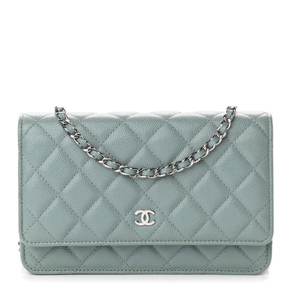 Chanel Caviar Quilted Wallet On Chain WOC Light Blue 1 of 11