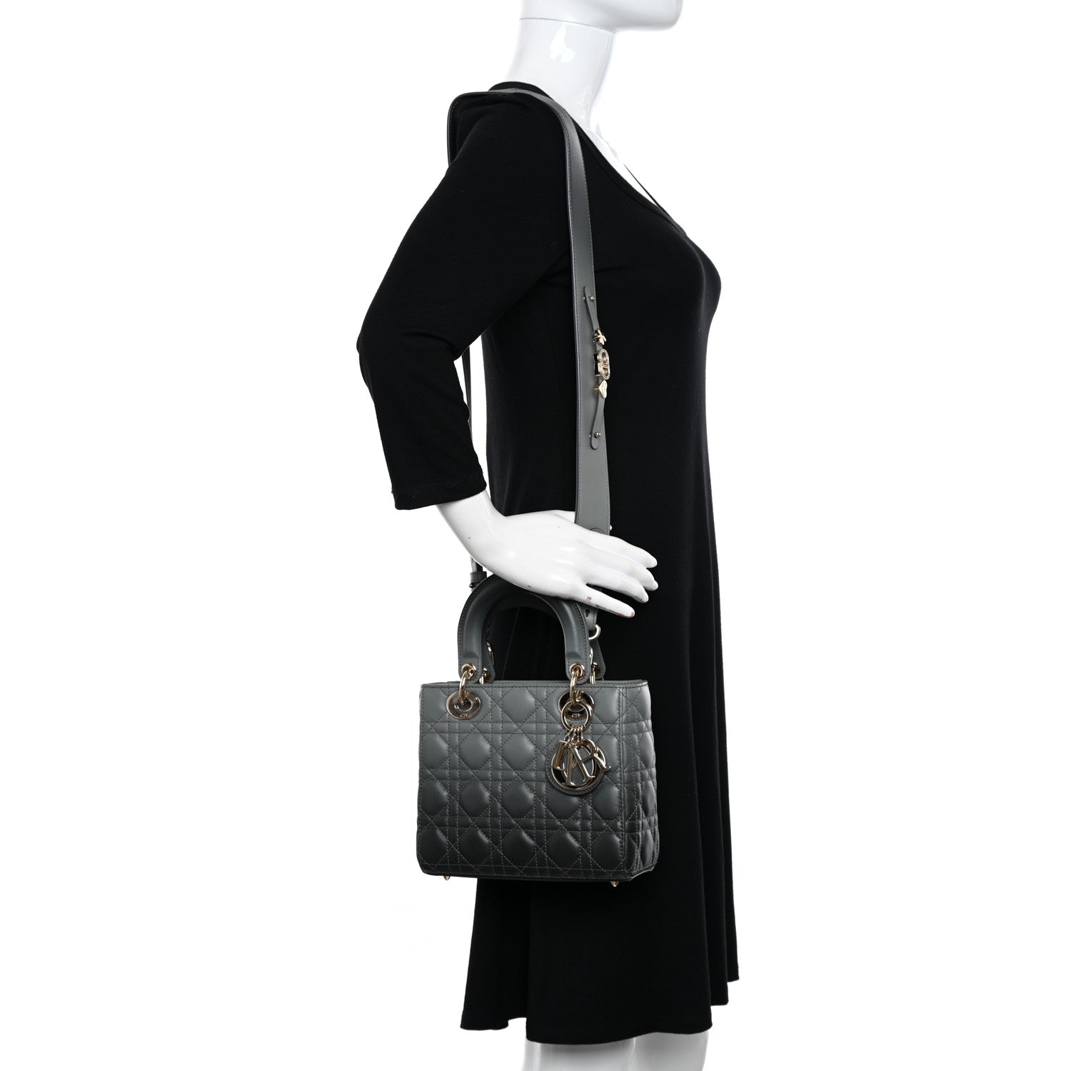 Christian Dior Lambskin Cannage Gradient Small My ABCDior Lady Dior Grey 2 of 12