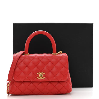 Chanel Caviar Quilted Mini Coco Handle Flap Red 10 of 10