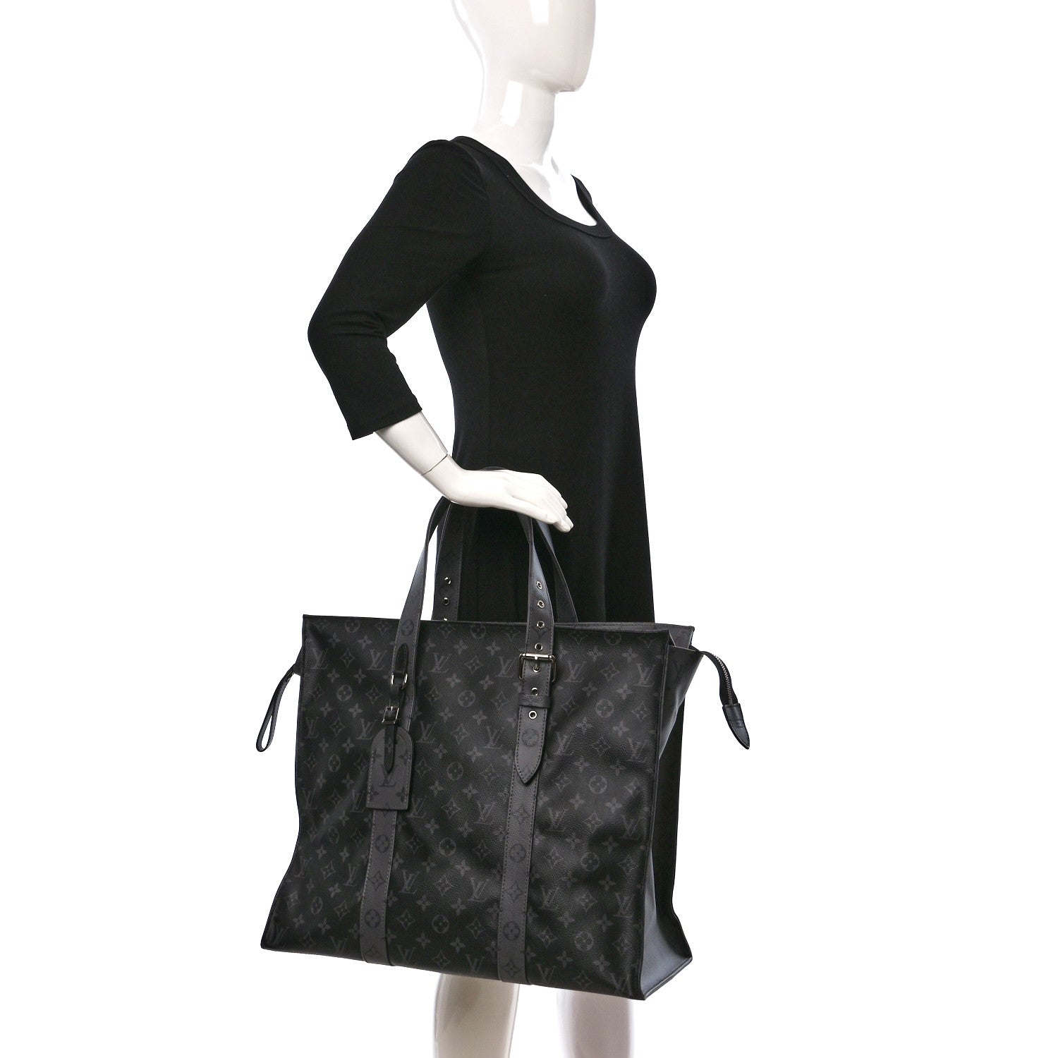 Louis Vuitton Monogram Eclipse Cabas Zippe GM Black 2 of 10