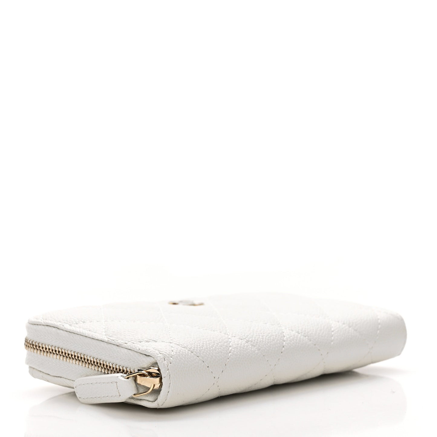 Caviar Quilted Medium Zip Around Wallet White