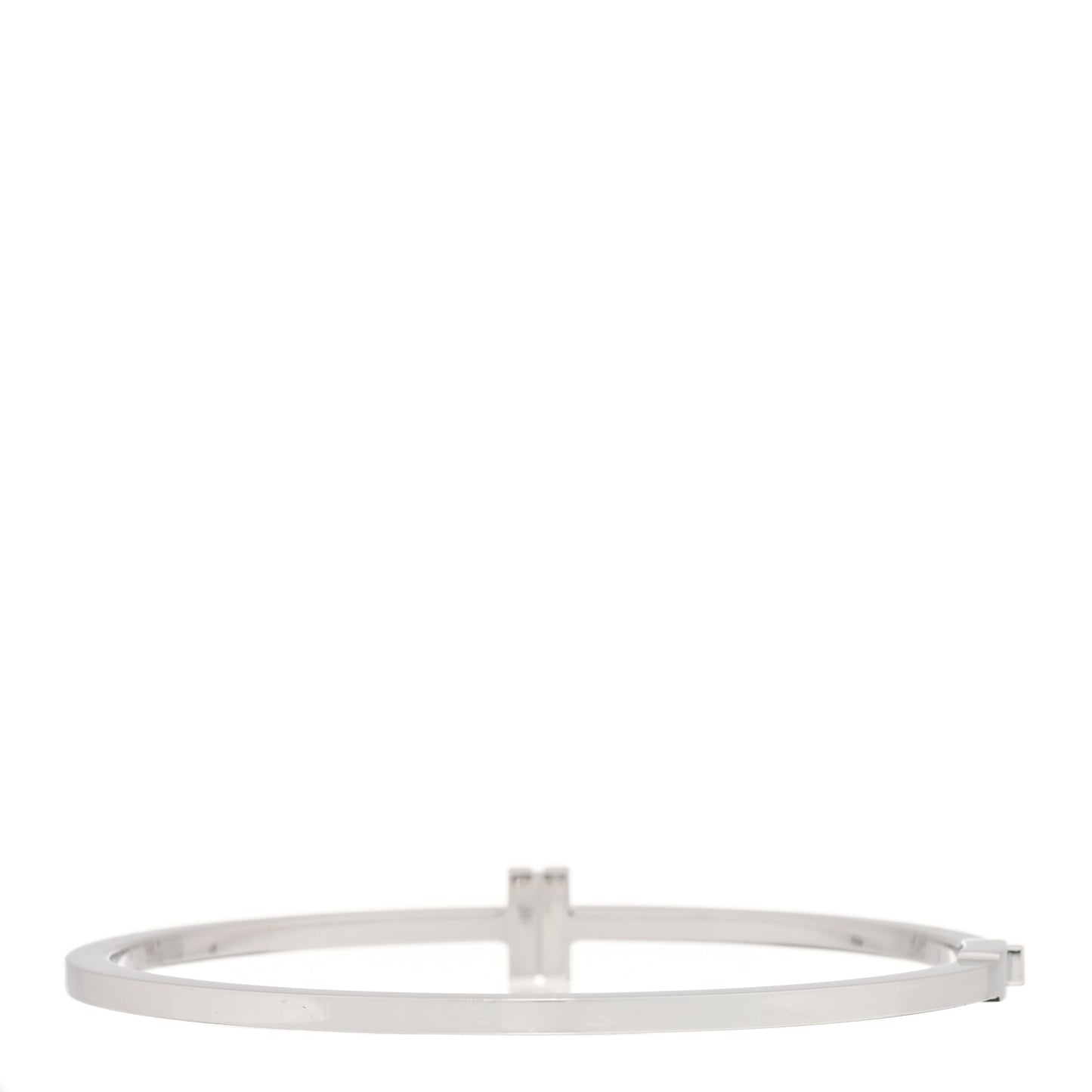 18K White Gold Diamond T Hinged Wire Bangle Bracelet