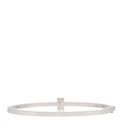 Tiffany 18K White Gold Diamond T Hinged Wire Bangle Bracelet 2 of 4