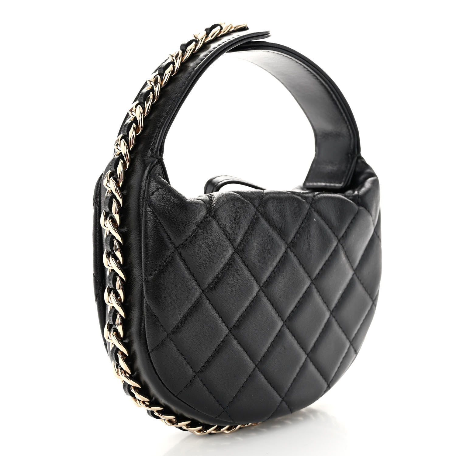 Chanel Lambskin Quilted Chain Around Pouch Black 4 of 9