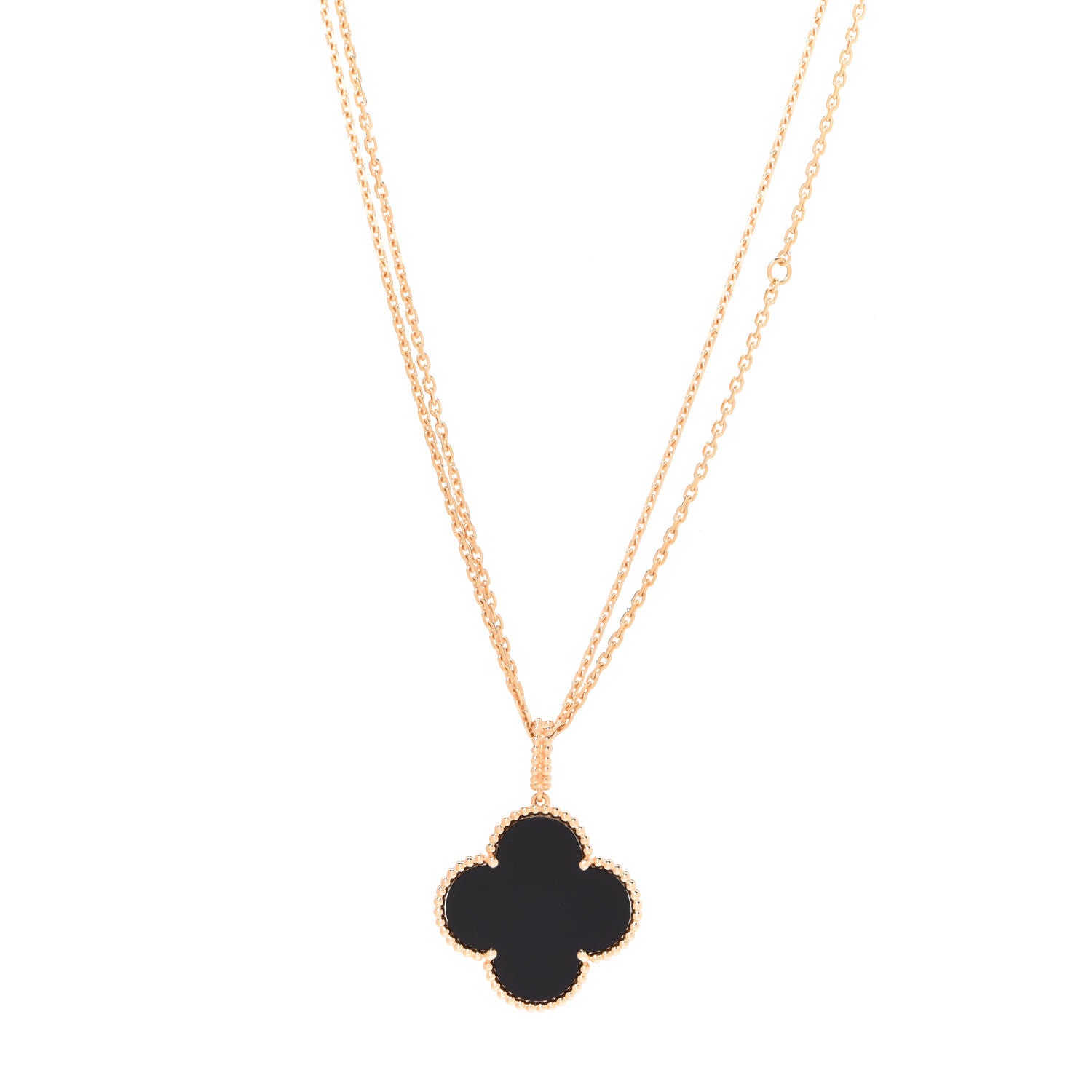 Van Cleef & Arpels 18K Yellow Gold Black Onyx Magic Alhambra Pendant Necklace 1 of 6