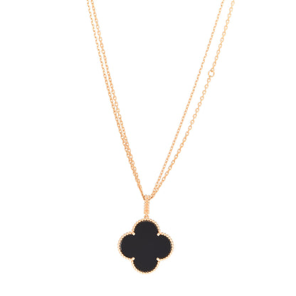 Van Cleef & Arpels 18K Yellow Gold Black Onyx Magic Alhambra Pendant Necklace 1 of 6