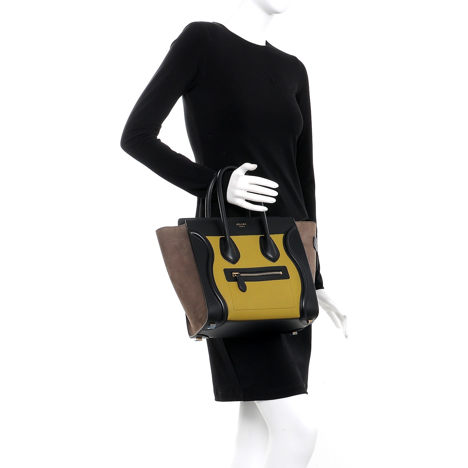 Celine Baby Grained Calfskin Nubuck Micro Tri-Color Luggage Olive 2 of 8