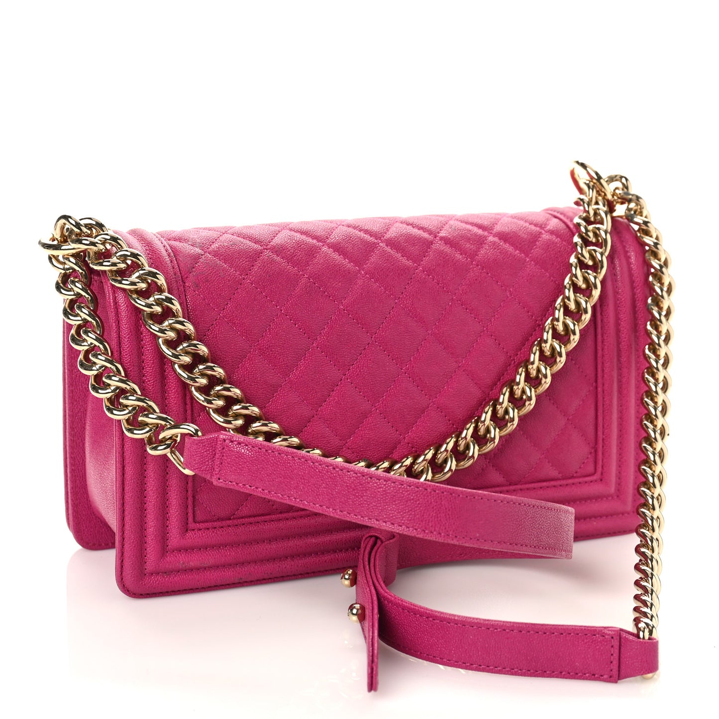 Caviar Quilted Medium Boy Flap Fuchsia