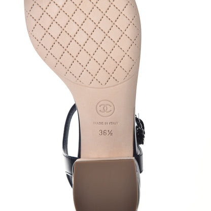 Chanel Lambskin Chain CC Logo Thong Sandals 36.5 Navy 6 of 9