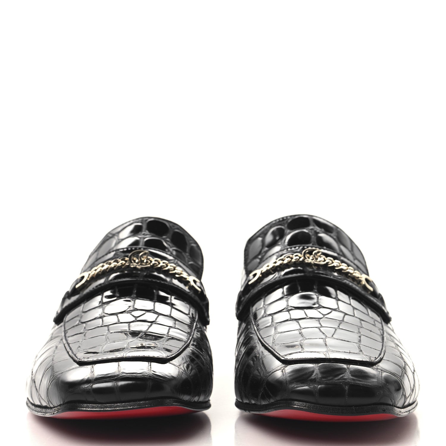 Christian Louboutin Soft Calfskin Alligator Embossed Mens MJ Moc Loafers 42 Black 3 of 9