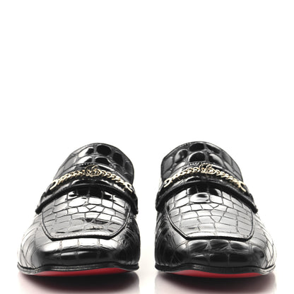 Christian Louboutin Soft Calfskin Alligator Embossed Mens MJ Moc Loafers 42 Black 3 of 9