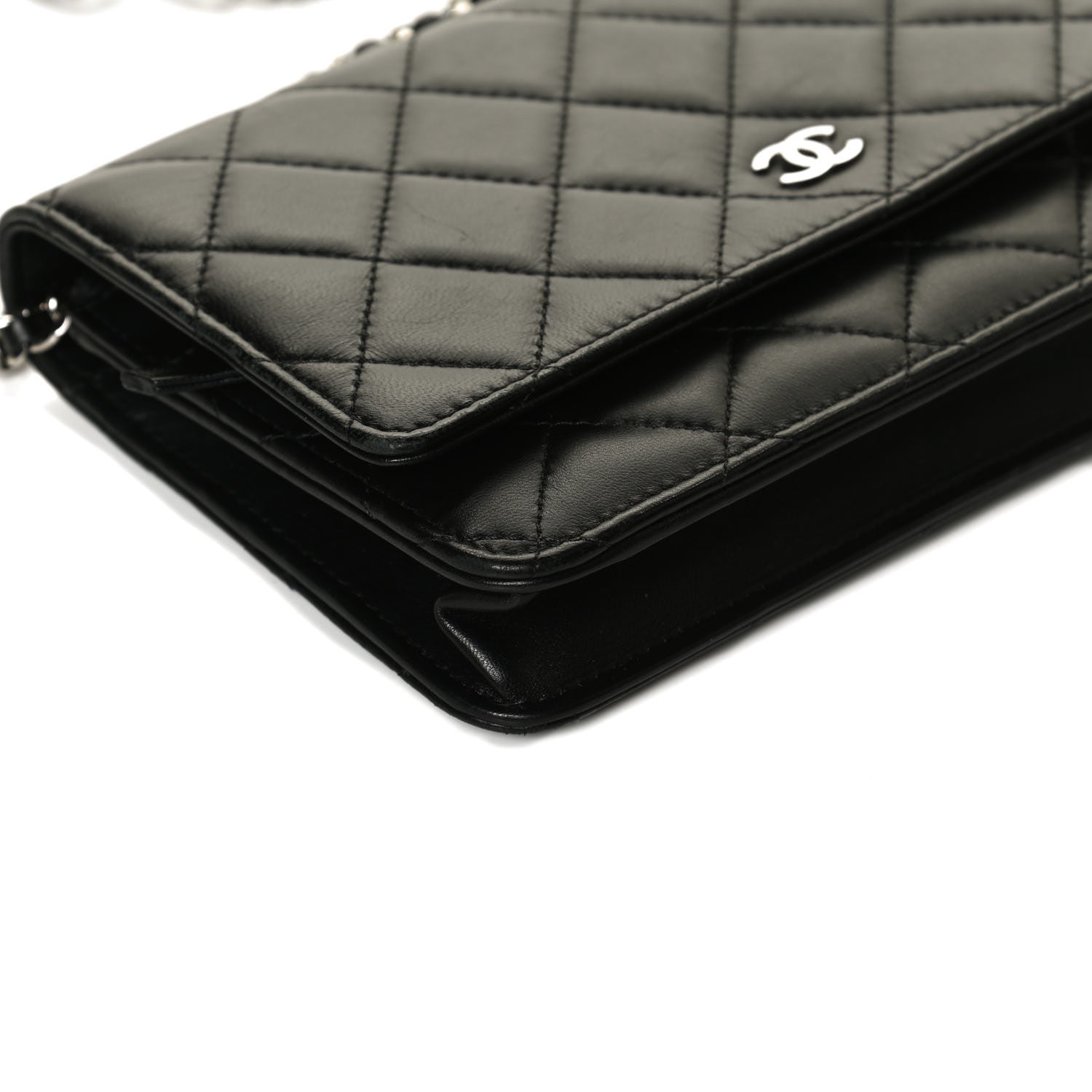 Chanel Lambskin Quilted Wallet On Chain WOC Black 12 of 15