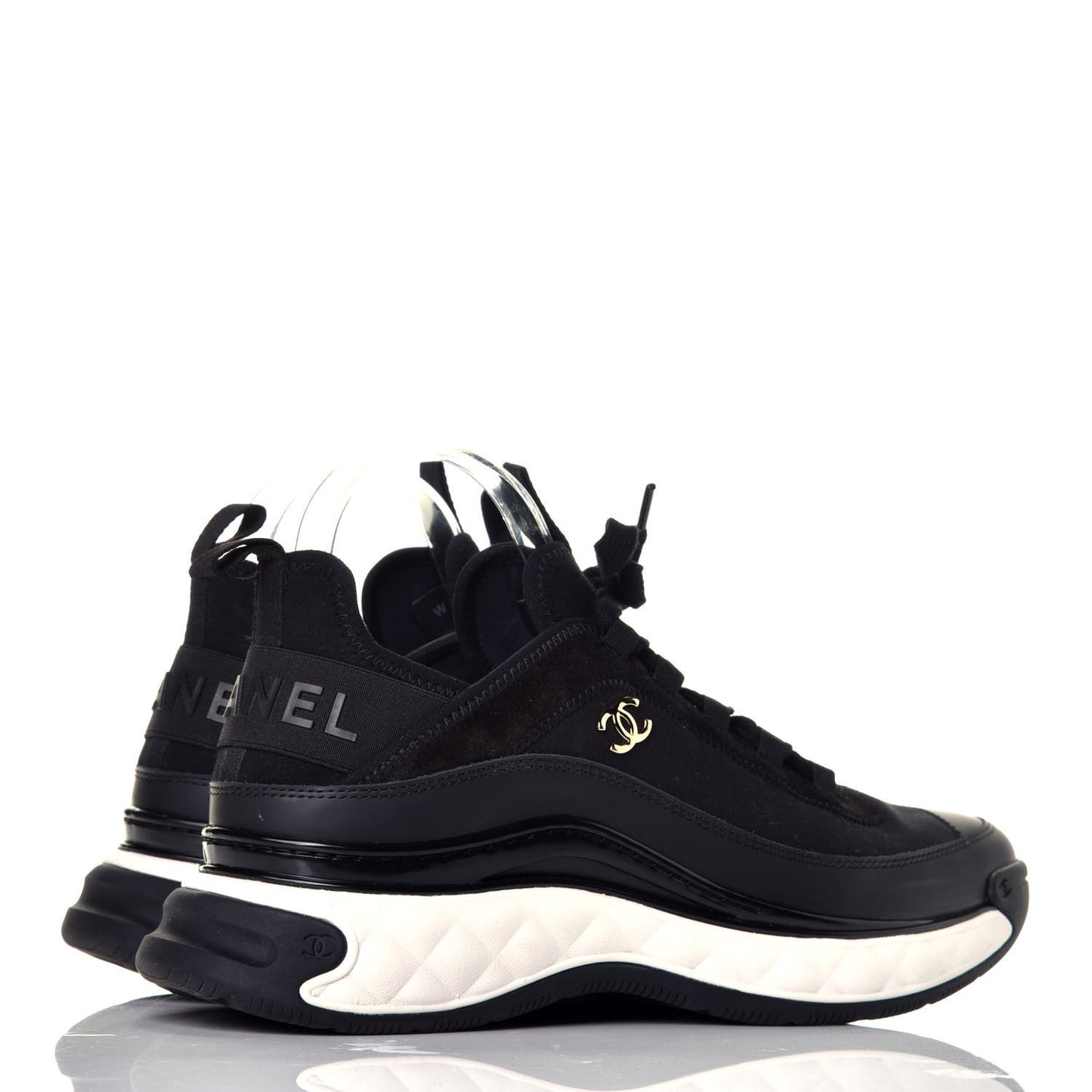 Velvet Calfskin Mixed Fibers CC Sneakers 41 Black