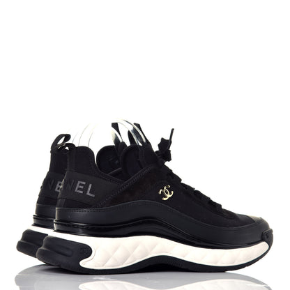 Chanel Velvet Calfskin Mixed Fibers CC Sneakers 41 Black 4 of 10