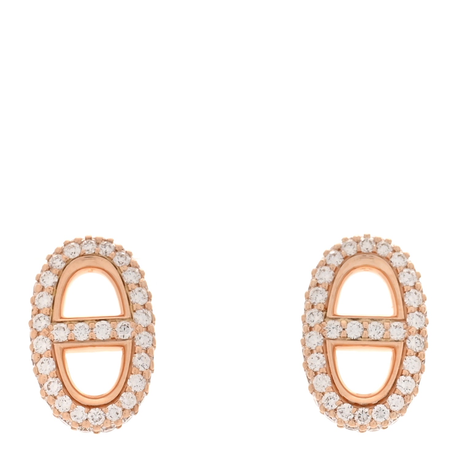 Hermes 18K Rose Gold Diamond New Farandole Earrings 1 of 5