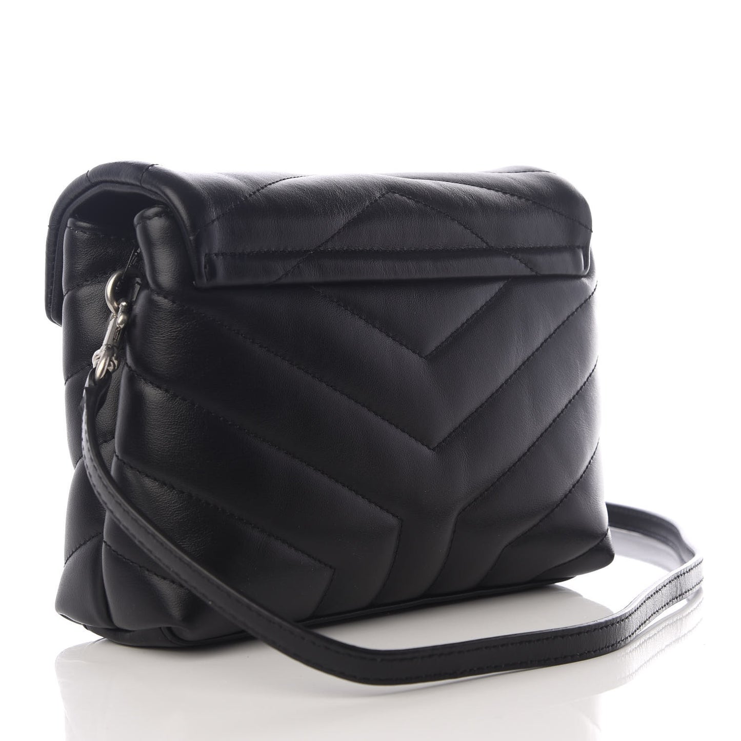 Calfskin Y Quilted Monogram Toy Loulou Crossbody Bag Black