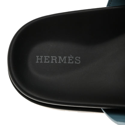 Hermes Suede Goatskin Womens Chypre Sandals 37 Bleu Mineral 6 of 9