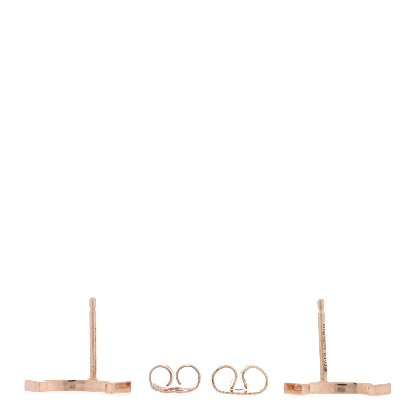 18K Rose Gold T Smile Stud Earrings