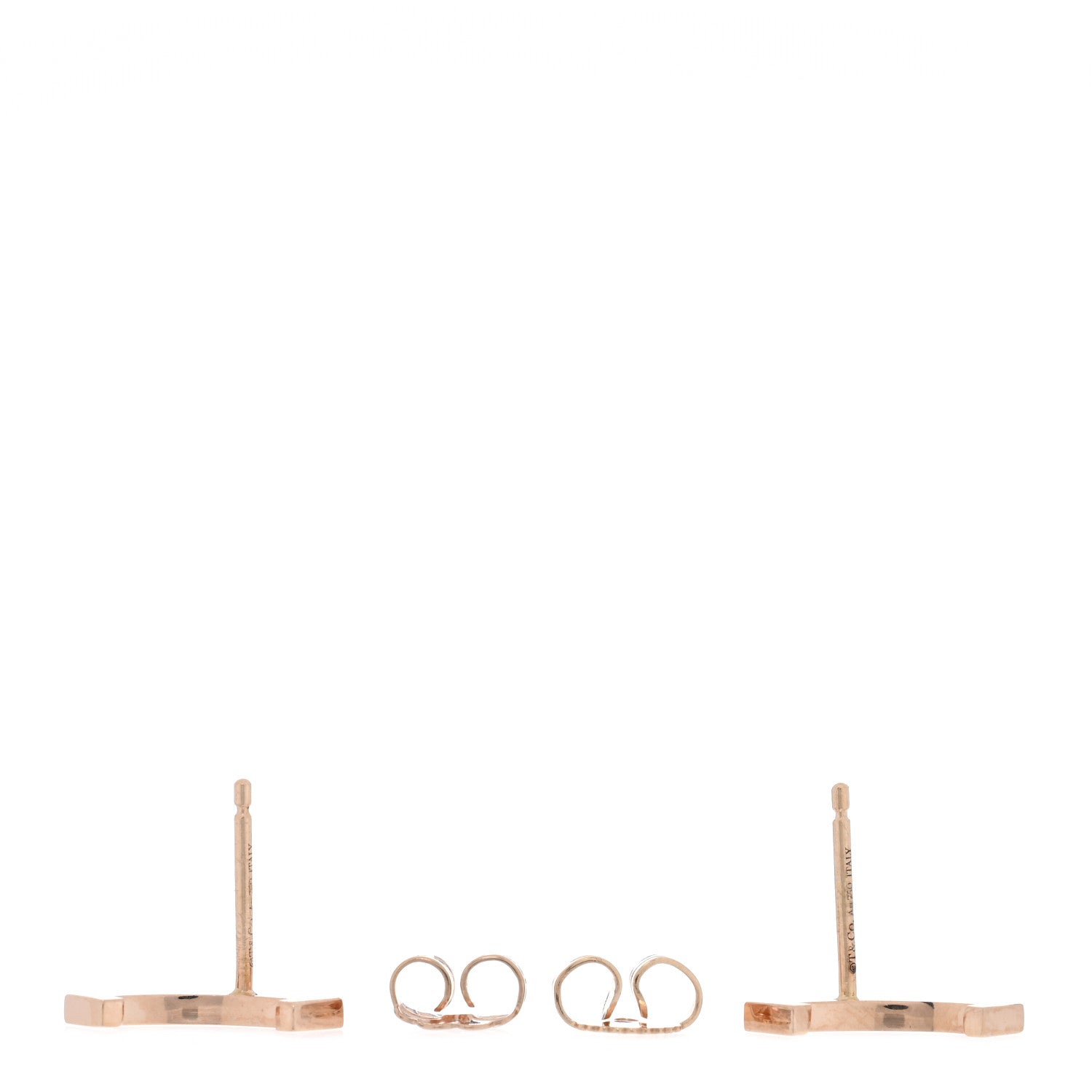 Tiffany 18K Rose Gold T Smile Stud Earrings 3 of 5