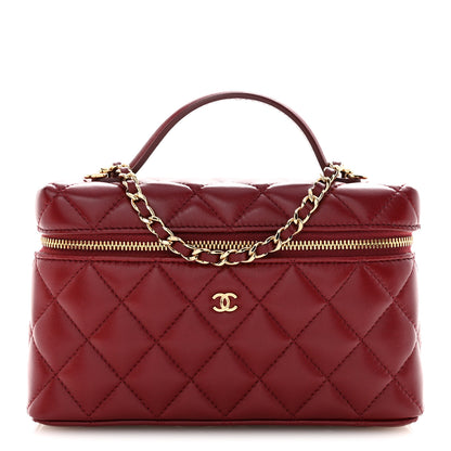Chanel Lambskin Quilted Top Handle Slim Vanity With Chain Burgundy 1 of 11