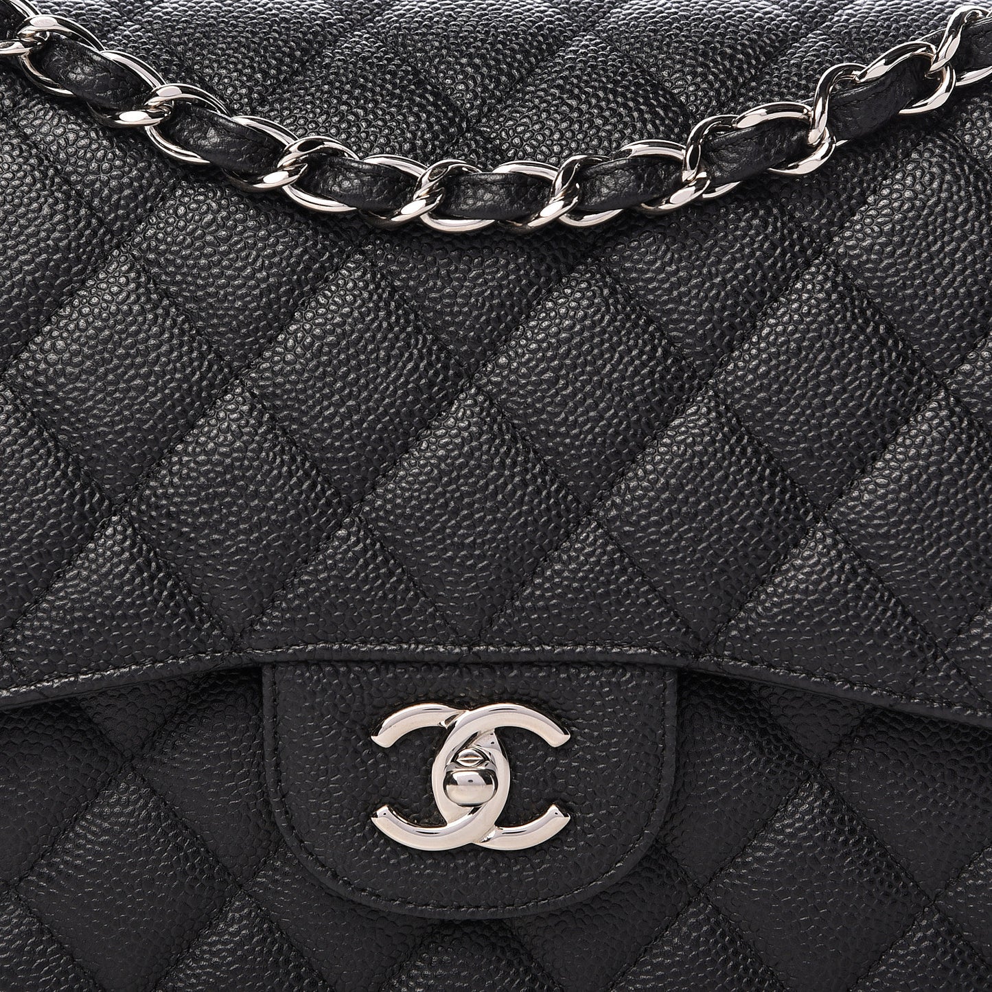 Caviar Quilted Jumbo Double Flap Black