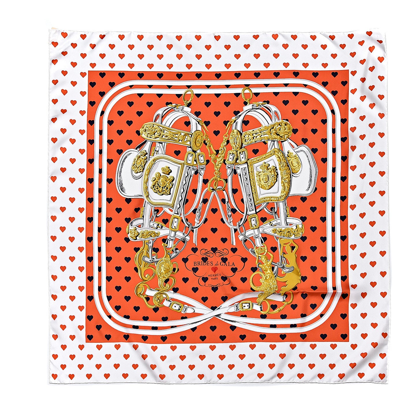 Silk Brides De Gala Love Scarf 90 Orange Marine White