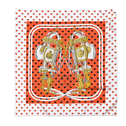 Hermes Silk Brides De Gala Love Scarf 90 Orange Marine White 1 of 5