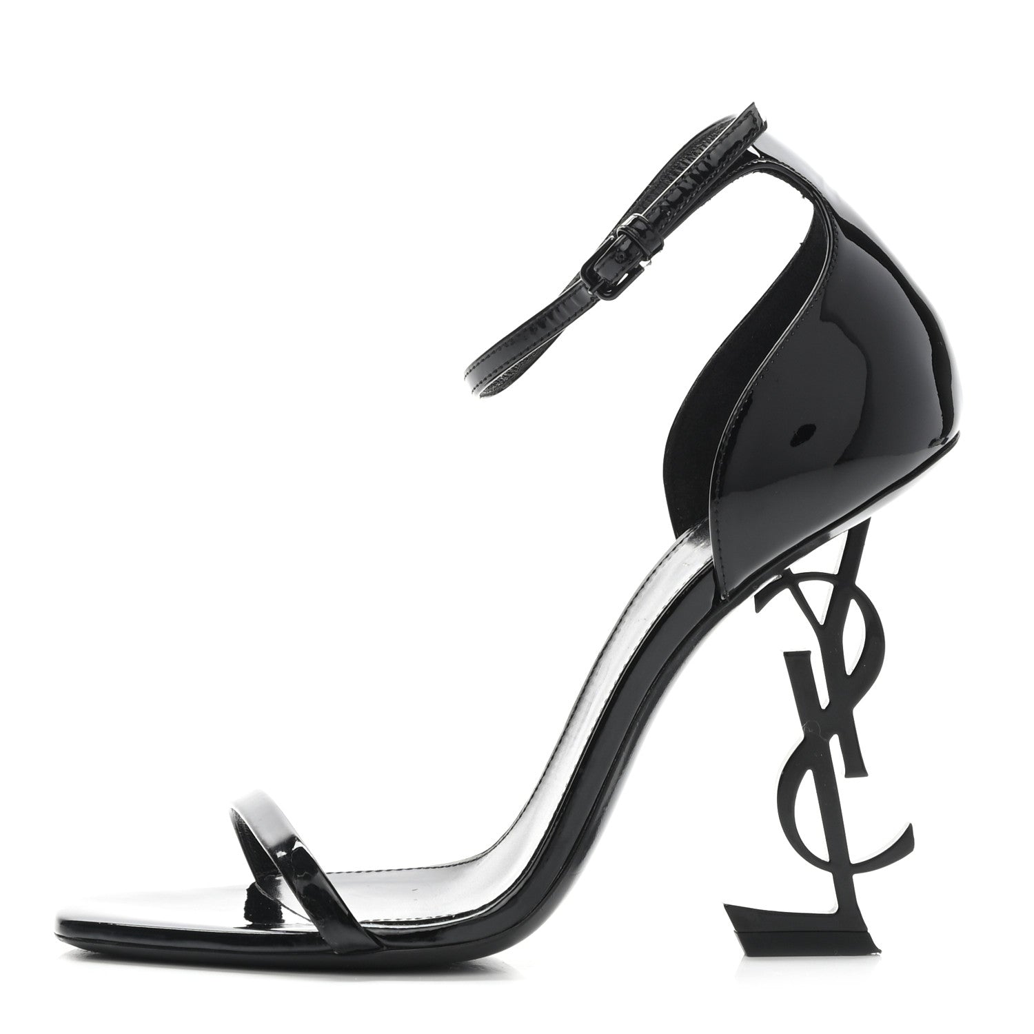 Saint Laurent Patent Calfskin Opyum 110 Sandals 38 Black 1 of 11