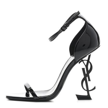 Saint Laurent Patent Calfskin Opyum 110 Sandals 38 Black 1 of 11