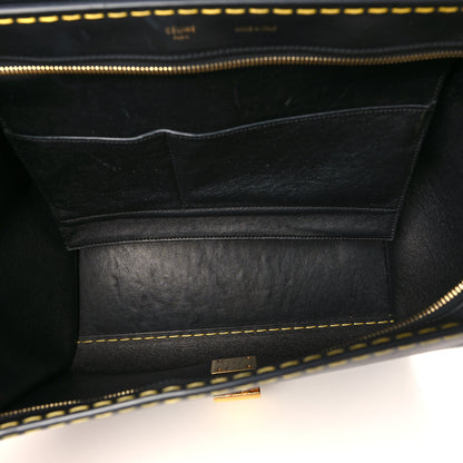 Celine Smooth Calfskin Yellow Stitching Medium Trapeze Black 5 of 10