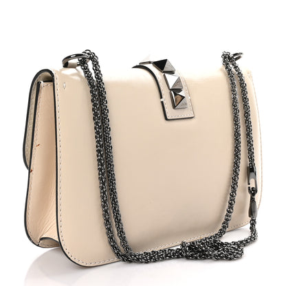 Valentino Garavani Craquele Calfskin Medium Glam Lock Rockstud Flap Light Ivory 3 of 8