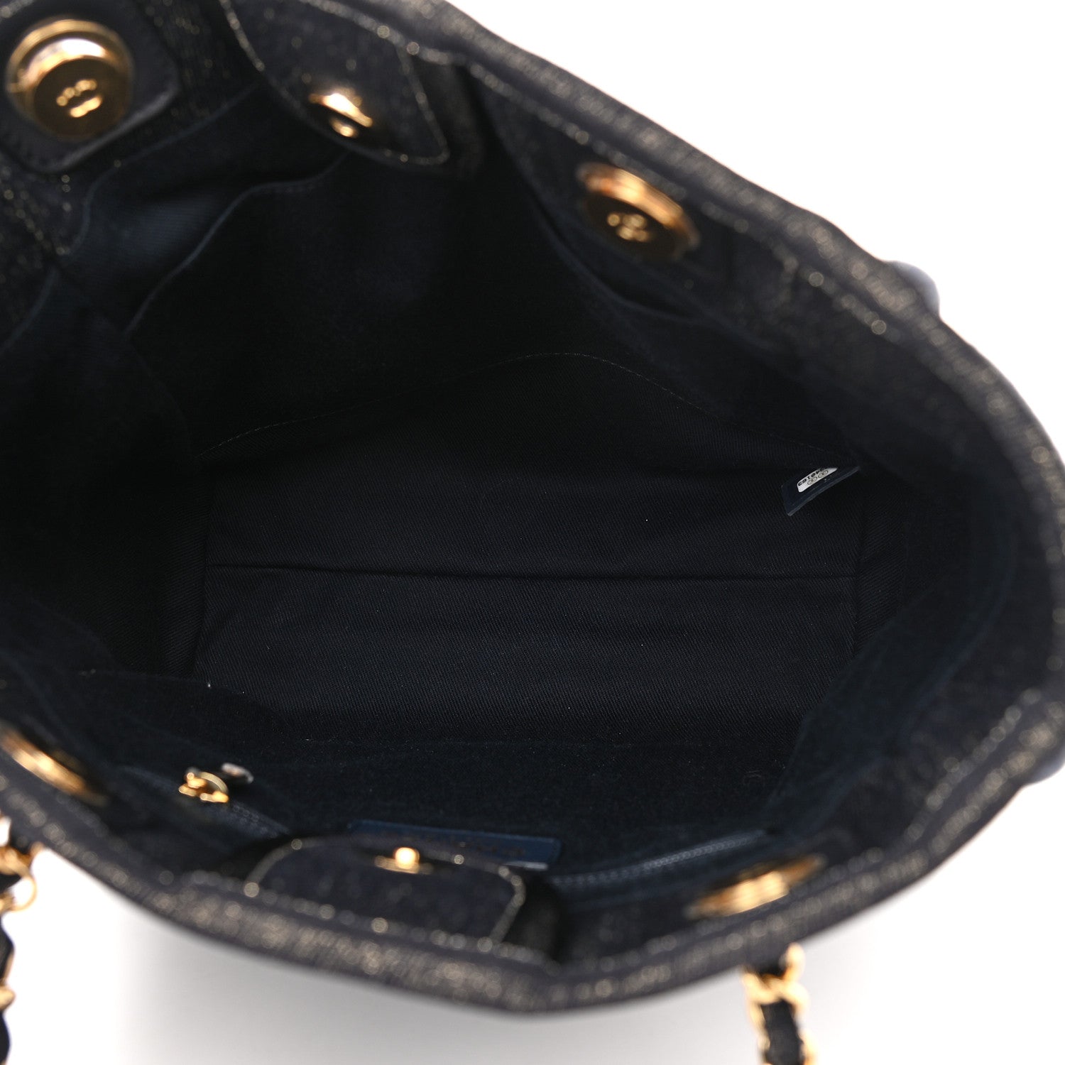 Chanel Lurex Canvas Mini Deauville Tote Navy Blue Gold 5 of 9