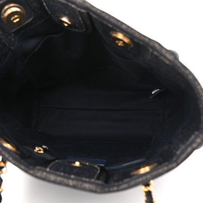 Chanel Lurex Canvas Mini Deauville Tote Navy Blue Gold 5 of 9