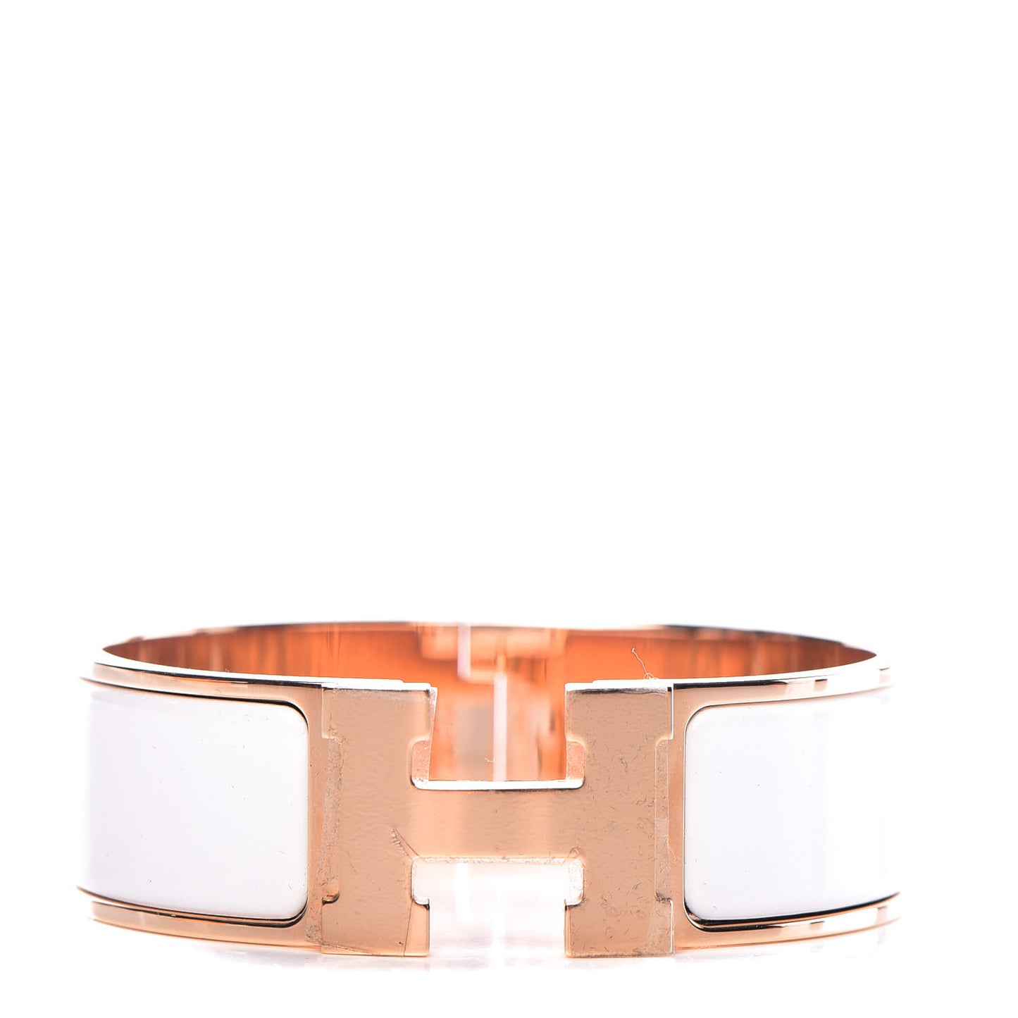 Enamel Wide Clic Clac H Bracelet GM White