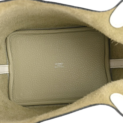 Hermes Taurillon Clemence Bi-Color Picotin 18 PM Sauge Craie 5 of 11