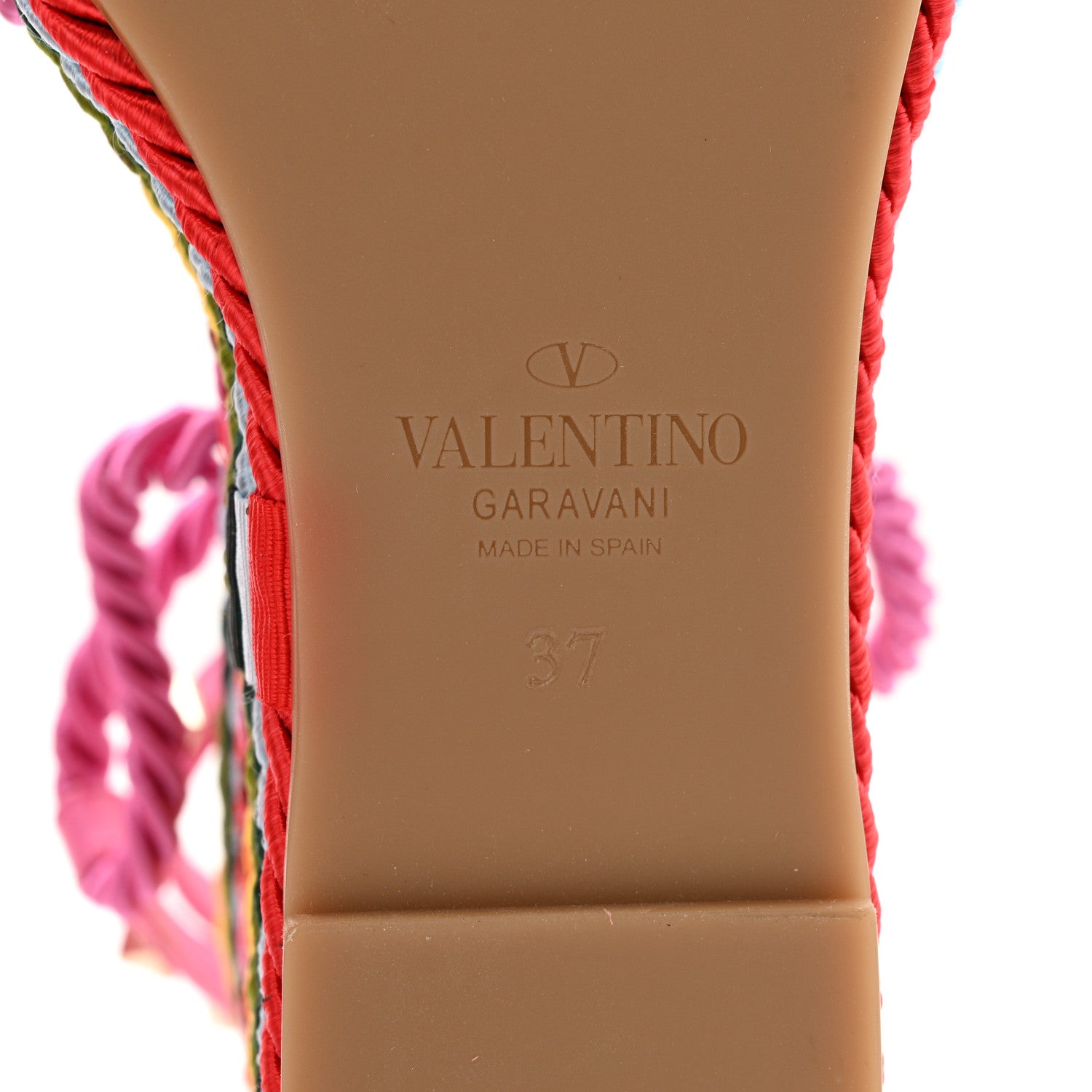 Valentino Garavani Calfskin Rockstud Ankle Strap Torchon Espadrille 25/115mm Wedge Sandals 37 Feminine Pink Multicolor 7 of 10