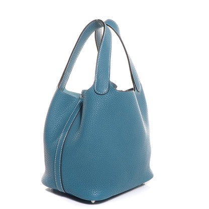 Hermes Taurillon Clemence Picotin Lock 18 PM Blue Jean 3 of 13