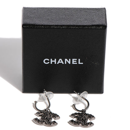 Chanel Crystal CC Drop Earrings Ruthenium 4 of 5
